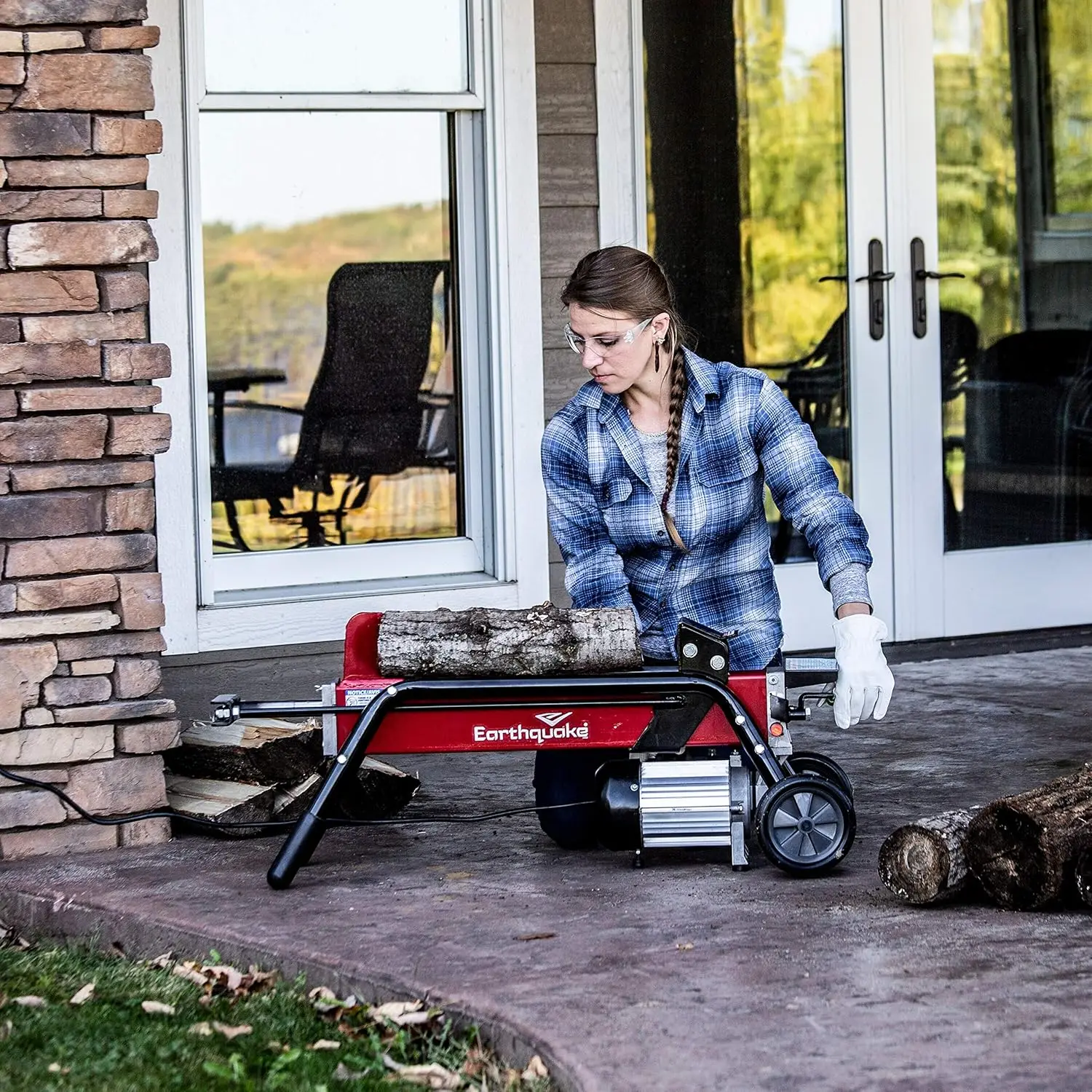 5-ton Electric Log Splitter 1500-Watt Motor Precision Pump Gears Copper Motor Windings Durable Transport Wheels