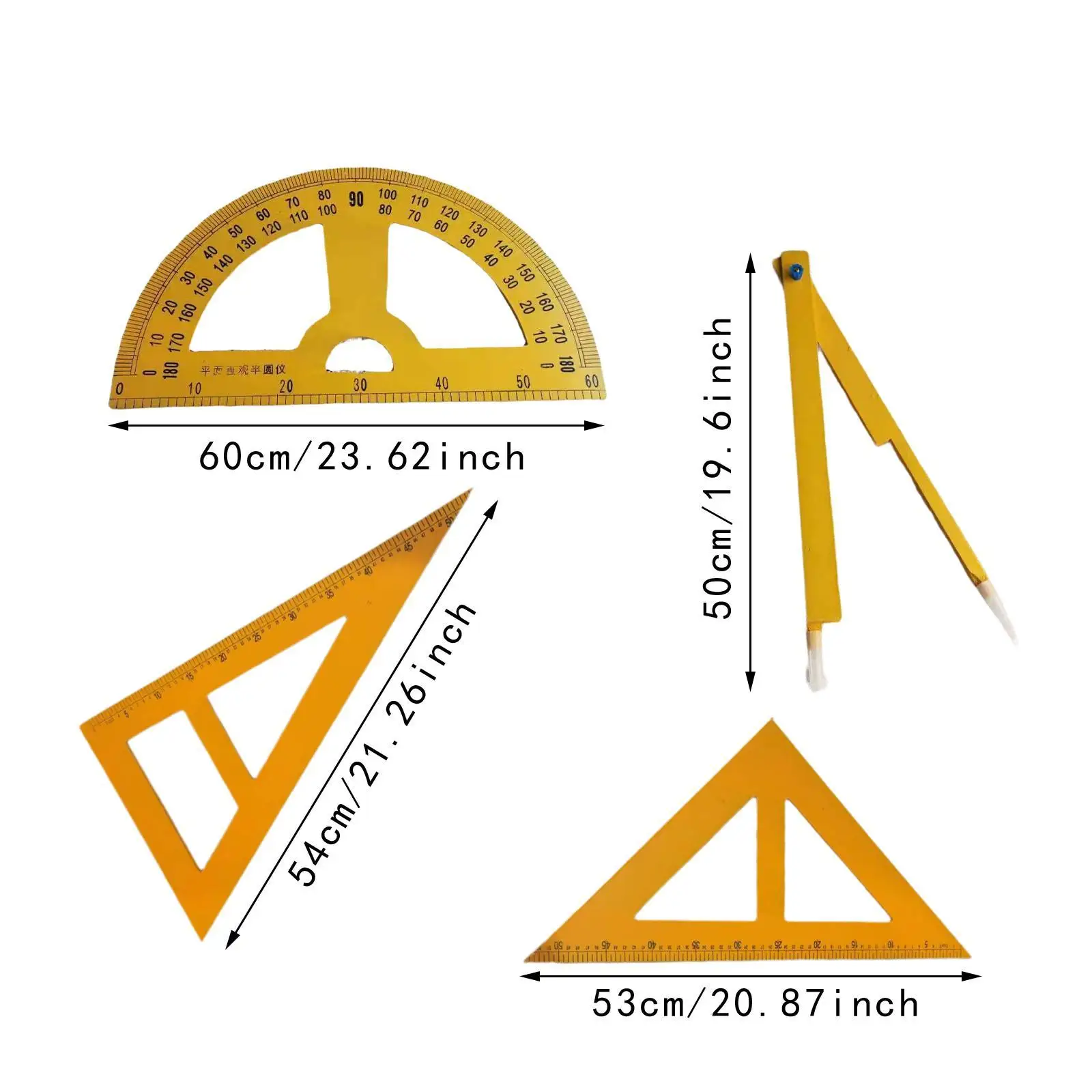 4 Pack Geometry Tools for Whiteboard, Math Equipment with Ruler And Compass for Engineering
