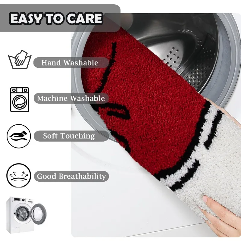 Christmas Hat Bath Rug Cute Red Hat Pattern Soft Bath Mat Water Absorbent Bathroom Floor Rugs Non Slip for Bedroom Entryway