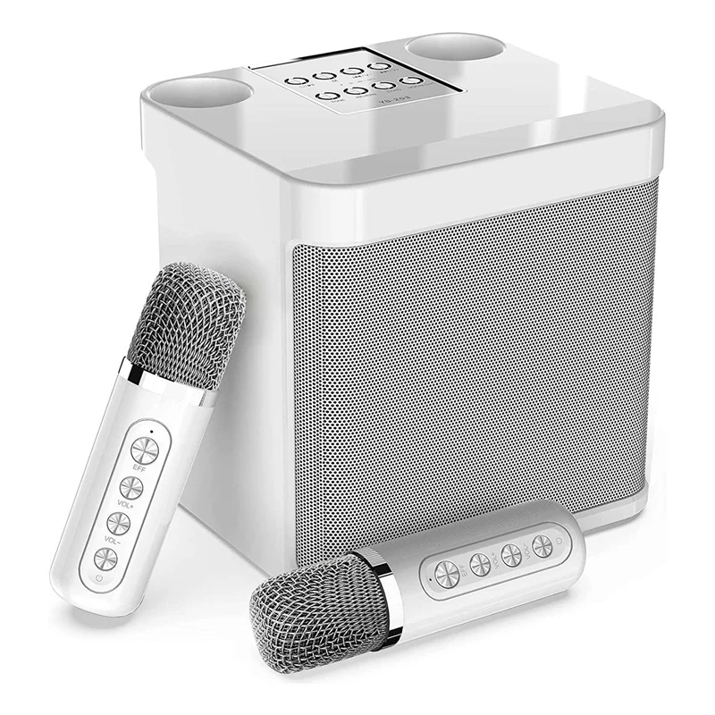 Portable Karaoke Machine Bluetooth Speaker With 2 Wireless Mic For