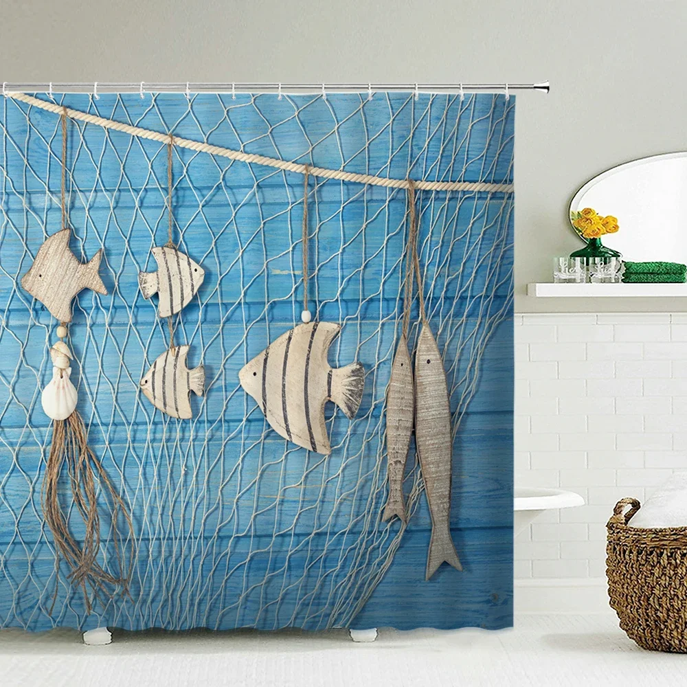 Hnmdmyi Tenda da doccia oceano spiaggia 180x240, paesaggio costiero oceano onda tropicale palma foglie cielo blu natura scenario tenda da bagno impermeabile poliestere tessuto lavabile tenda da bagno