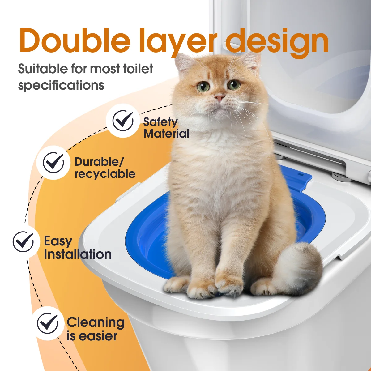 Fifth Generation Cat Toilet Trainer, Cat Toilet Training Tool, Double Layer Trainer, Cleaning Tool