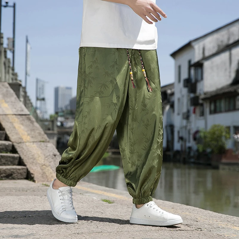 

Summer Stain Hippie Boho Baggy Pants Harem Pants for Men Women Bamboo Pattern Yoga Pants Causal Trousers M-5XL Plus Size Men