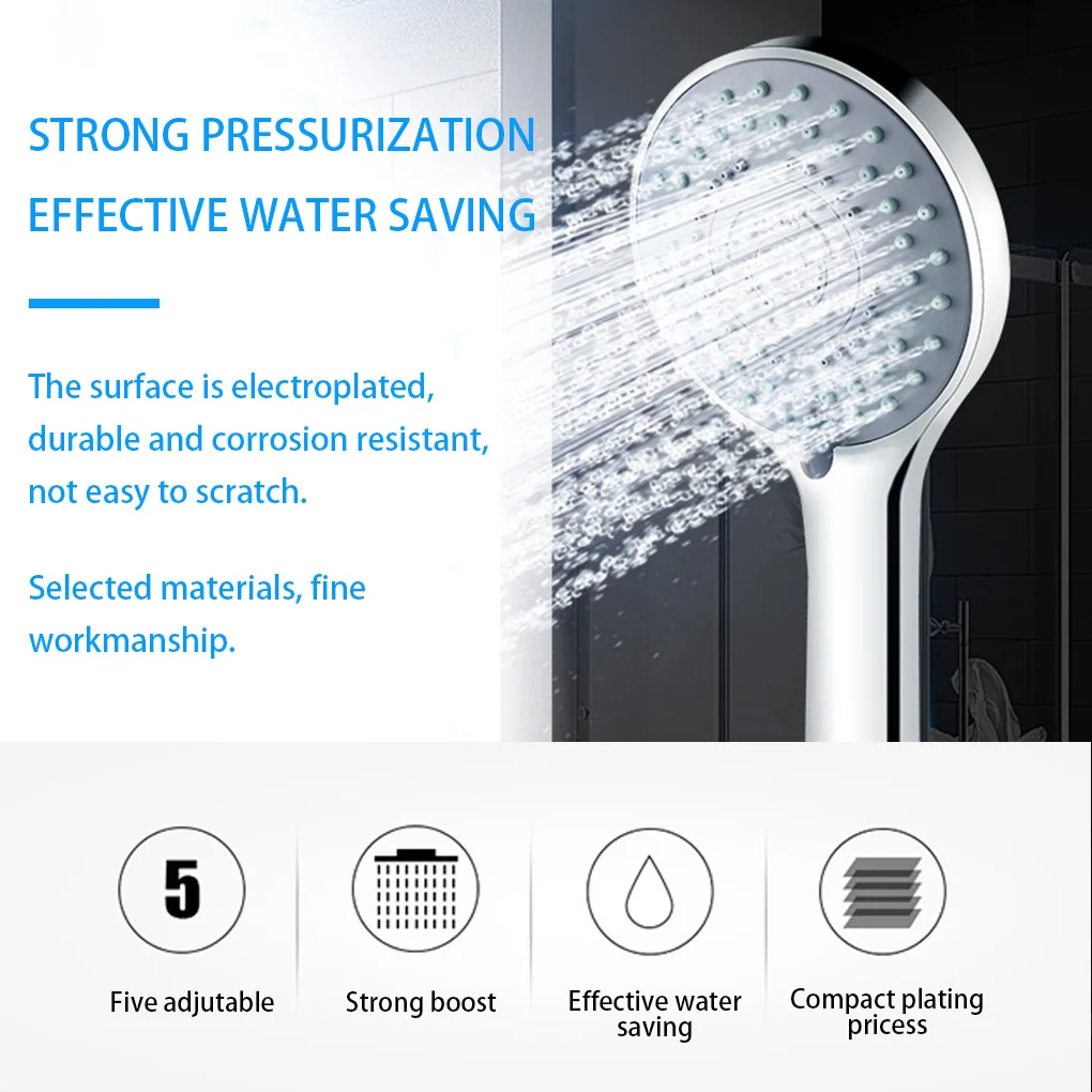 Zloog 5 Modes Bathroom Shower Head Rainfall Massage Multi-function Handheld Bath Sprayer Nozzle Showerhead Bathroom Accessories 5