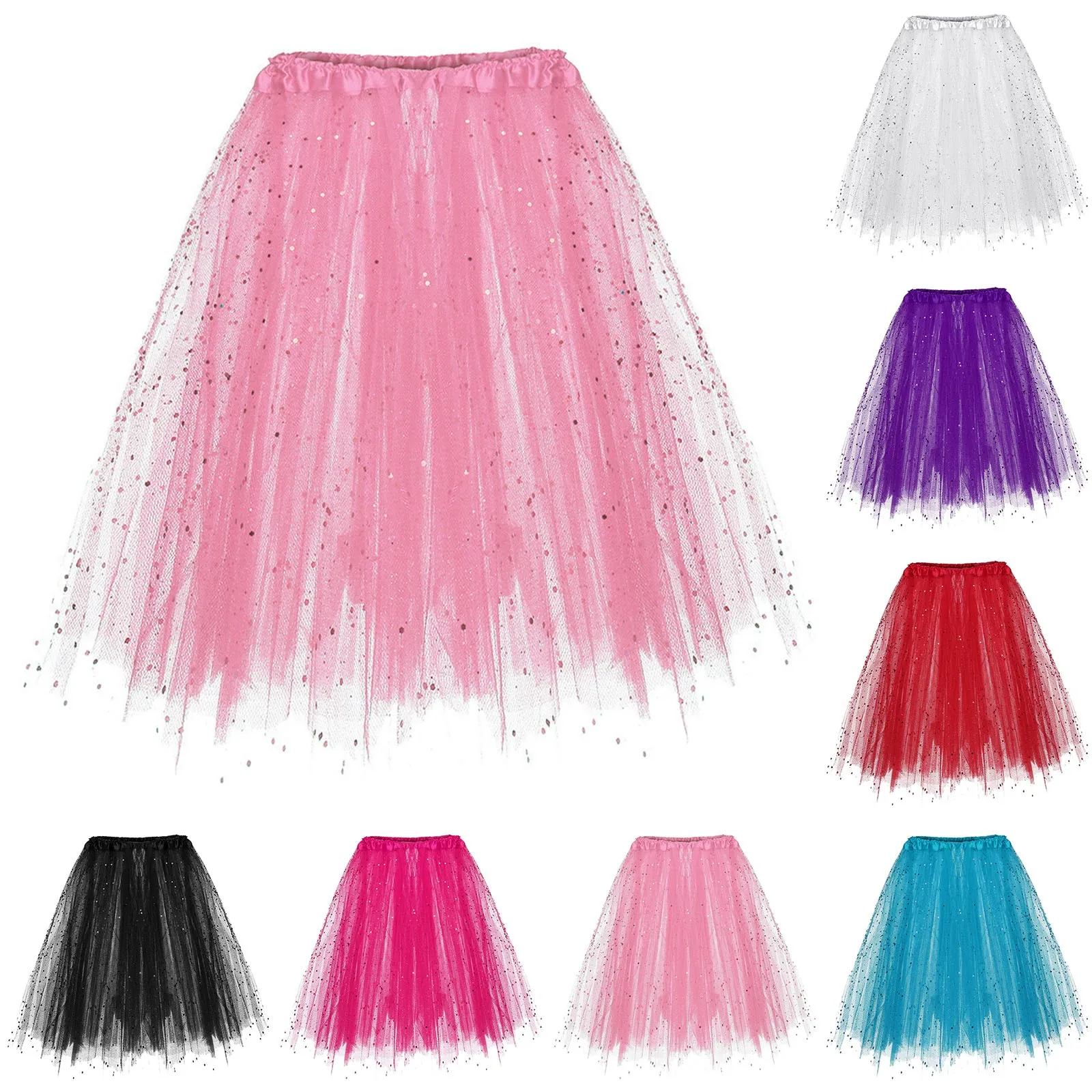 

Europe And The United States Three Layer Tutu Skirt Adult Star Glitter Ball Gown Half Shaggy Skirt Highlights Glitter New Hot