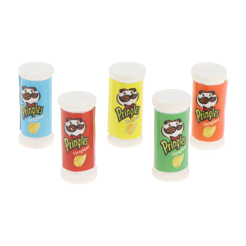 10Pcs 1:12 Dollhouse Miniature Food Snacks Simulation Potato Chips Bottle Modle Toy Pretend Play Kitchen Doll House Decoration