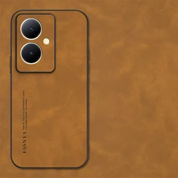 Sheepskin Leather Soft Matte Back Phone Case for OPPO A5 Pro 5G (Yellow)