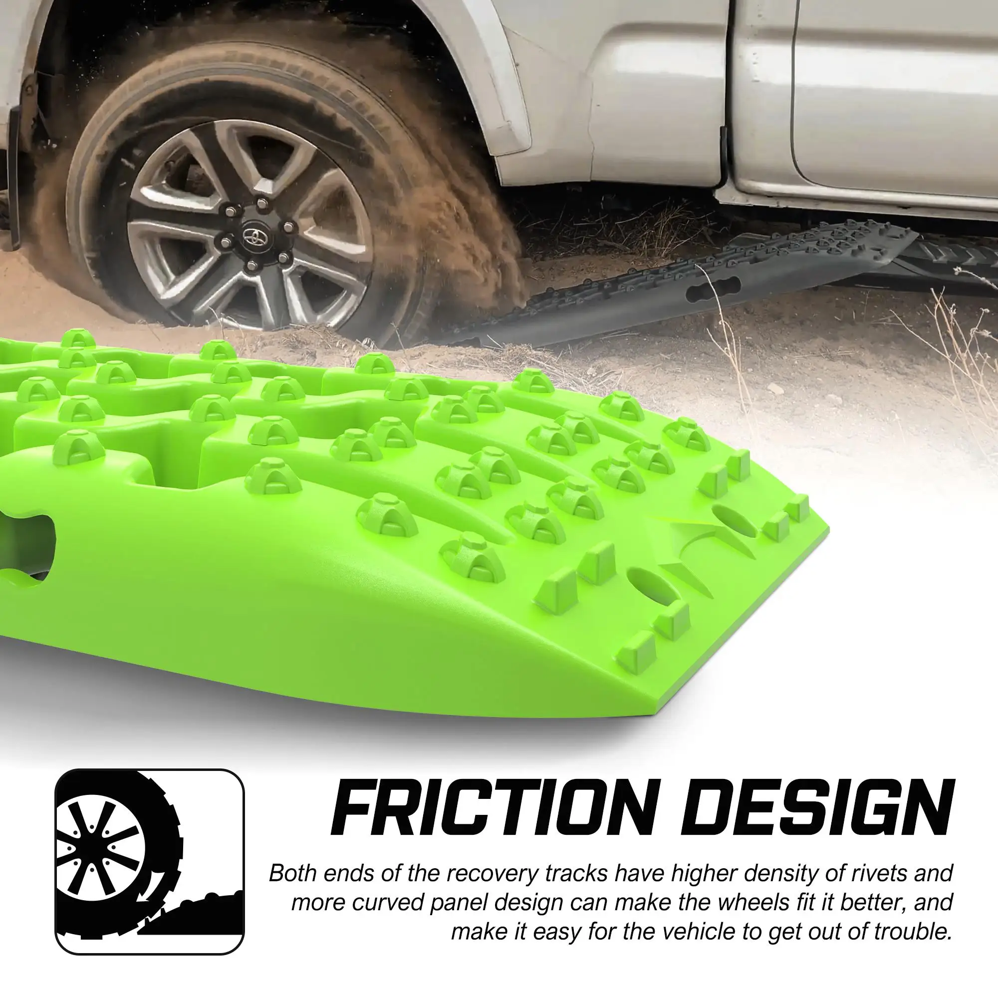 X-BULL Recovery tracks Sand tracks 2pcs Sand / Snow / Mud 10T 4WD Gen 3.0-Green