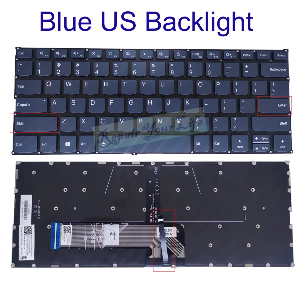 Teclado Retroiluminado para Laptop Lenovo Eua ua Russo Árabe Ioga 613are05 6-13alc6 82fn 82nd Pd4sb Sn20q40597 Sn20q40688 - Imagem 6