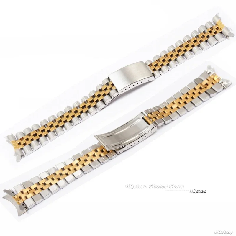 Curved End Solid Stainless Steel Men's Watchband Bracelet
