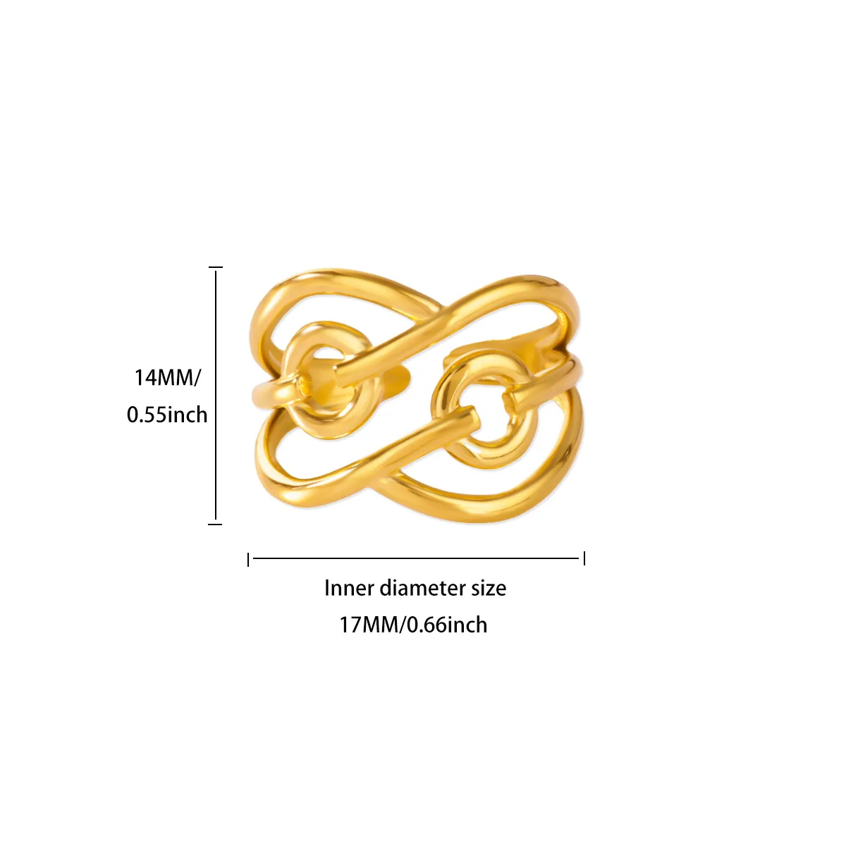 Stainless Steel Wrap Rings Simple Round Opening For Women Gold Color