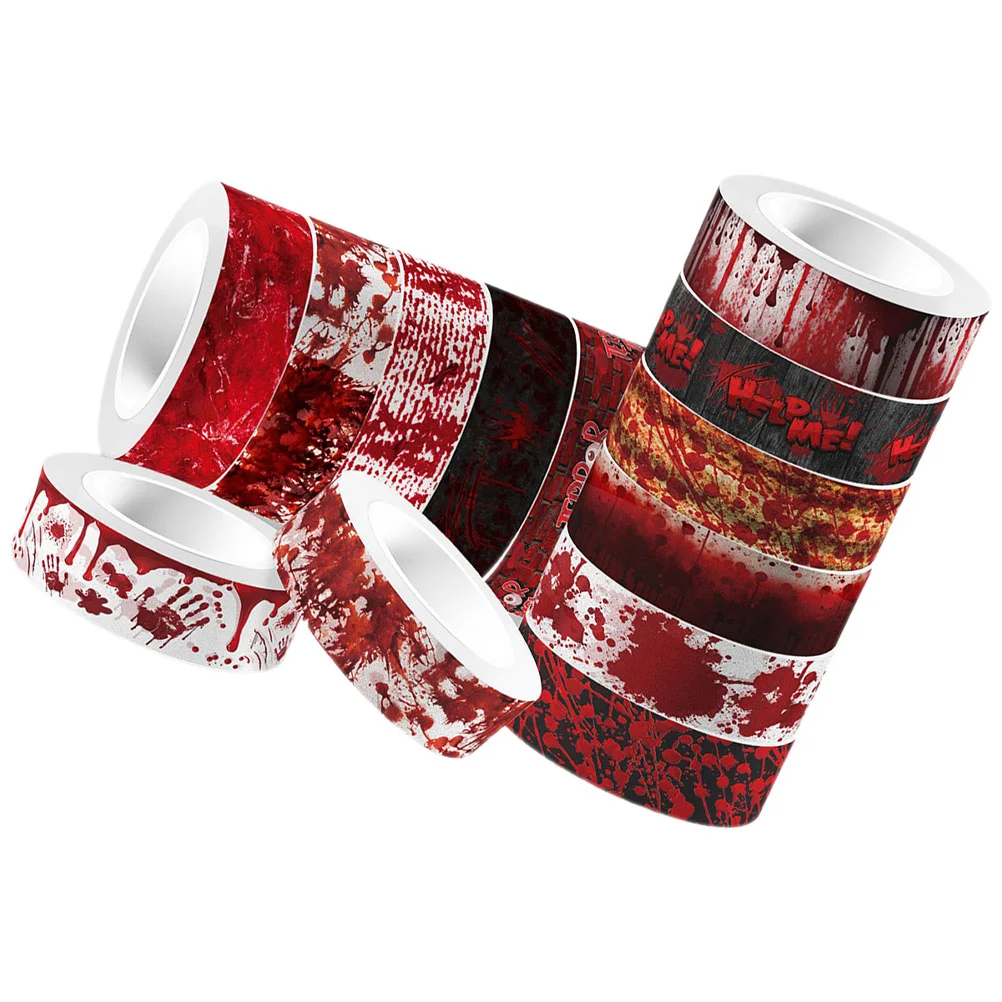 

12 Rolls Halloween Hand Bleeding Transparent Self-adhesive Washi Tape DIY Handbag Material Pack 12pcs Decorate Paper