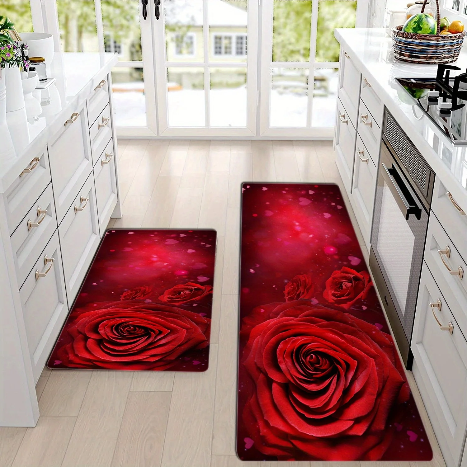 

Rose pattern household kitchen laundry room floor mat modern home decoration minimalist living room carpet floor mat