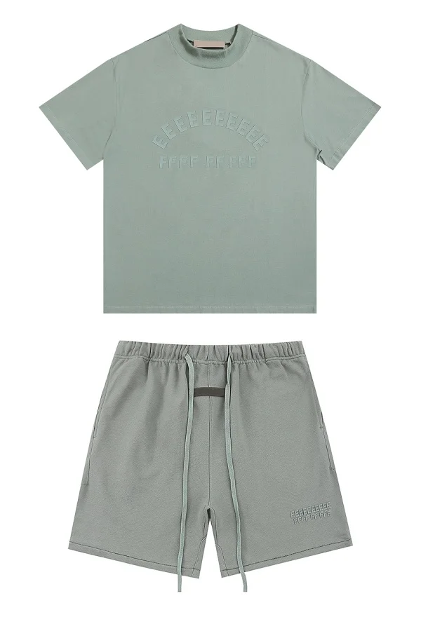 High Quality Summer Men’s Set Classic Brand Rubberzied Logo T shirts And Shorts Sets Hiphop Drawstring Shorts Streetwear Tees