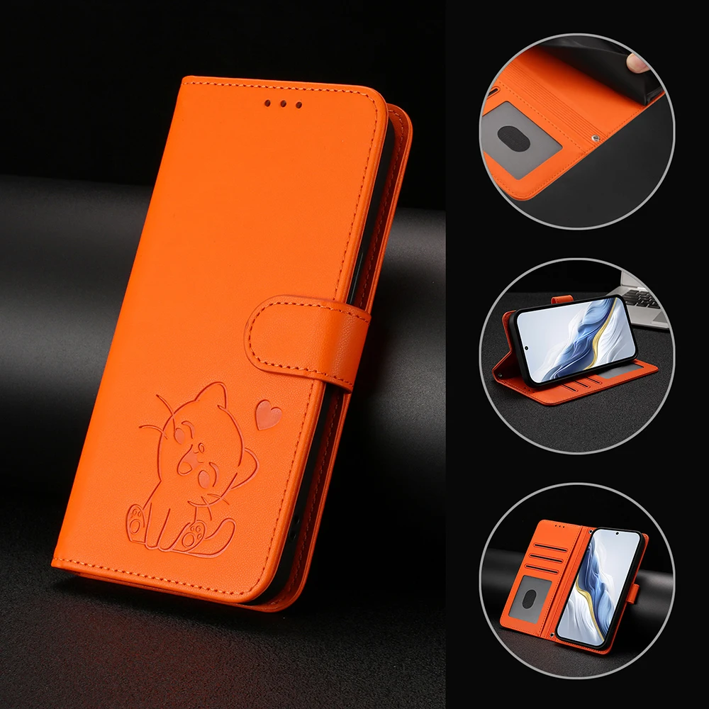 Lovely Cat Flip Leather Wallet Phone Cover with Card Holder
