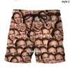 Nicolas Cage Funny Face Graphic Beach Shorts Men Cool 3D Printed Board Shorts Swimsuit Summer Hawaii Swim Trunks Kids Ice Shorts 3