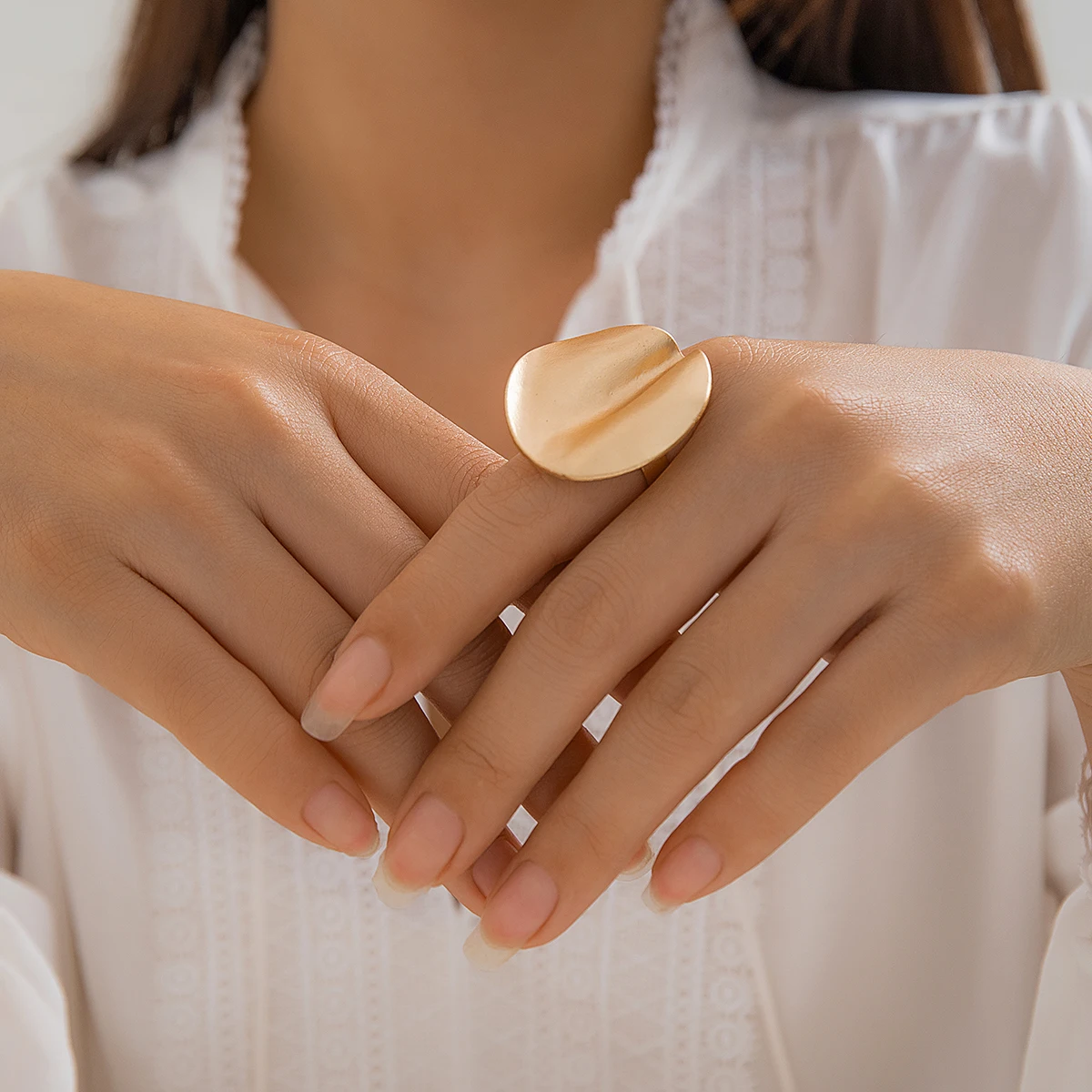 Ingemark 2Pcs Unique Irregular Geometric Open Rings Set for Women Punk Gold Color Adjustable Finger Ring Couple Wed Accessories