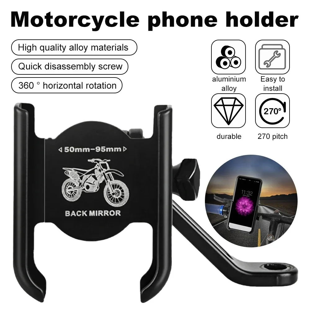 Aluminum Alloy Bike Phone Holder GPS Bracket Rear View Mirror Mount Clip Moto Handlebar For Xiaomi iPhone Samsung Huawei Phone