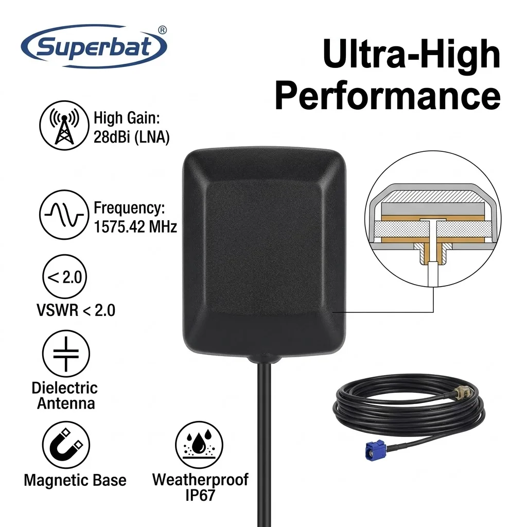 Superbat GPS 안테나 Fakra C 연장 케이블, 폭스바겐 골프, 아우디, GPS 네비게이션 시스템, GPS 수신기, 자동차 DVR, GPS 모듈 추적, 3M