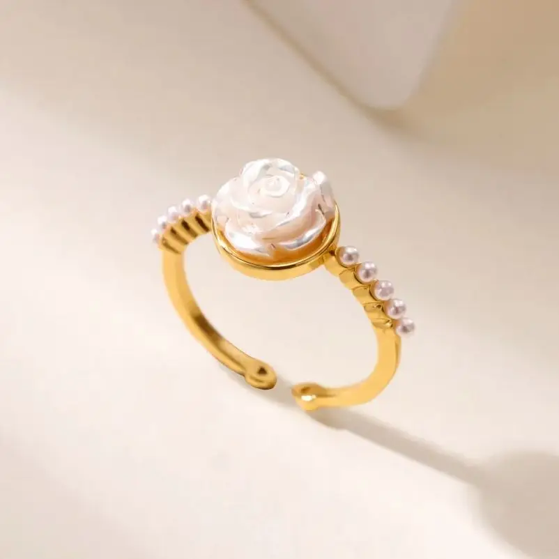 Elegant Ring Imitation Pearl Stainless Steel Y2K Jewelry