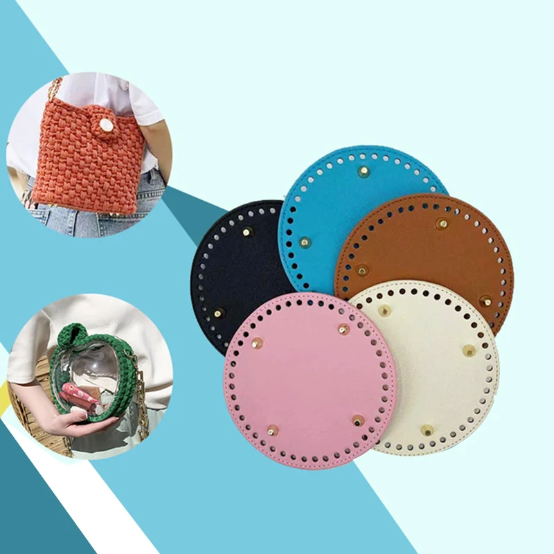 

Diy Crossbody Bags Women Shoulder Accessories Round Pu Leather Bottom With Holes Rivet For Knitting Bag Handbag High Quality