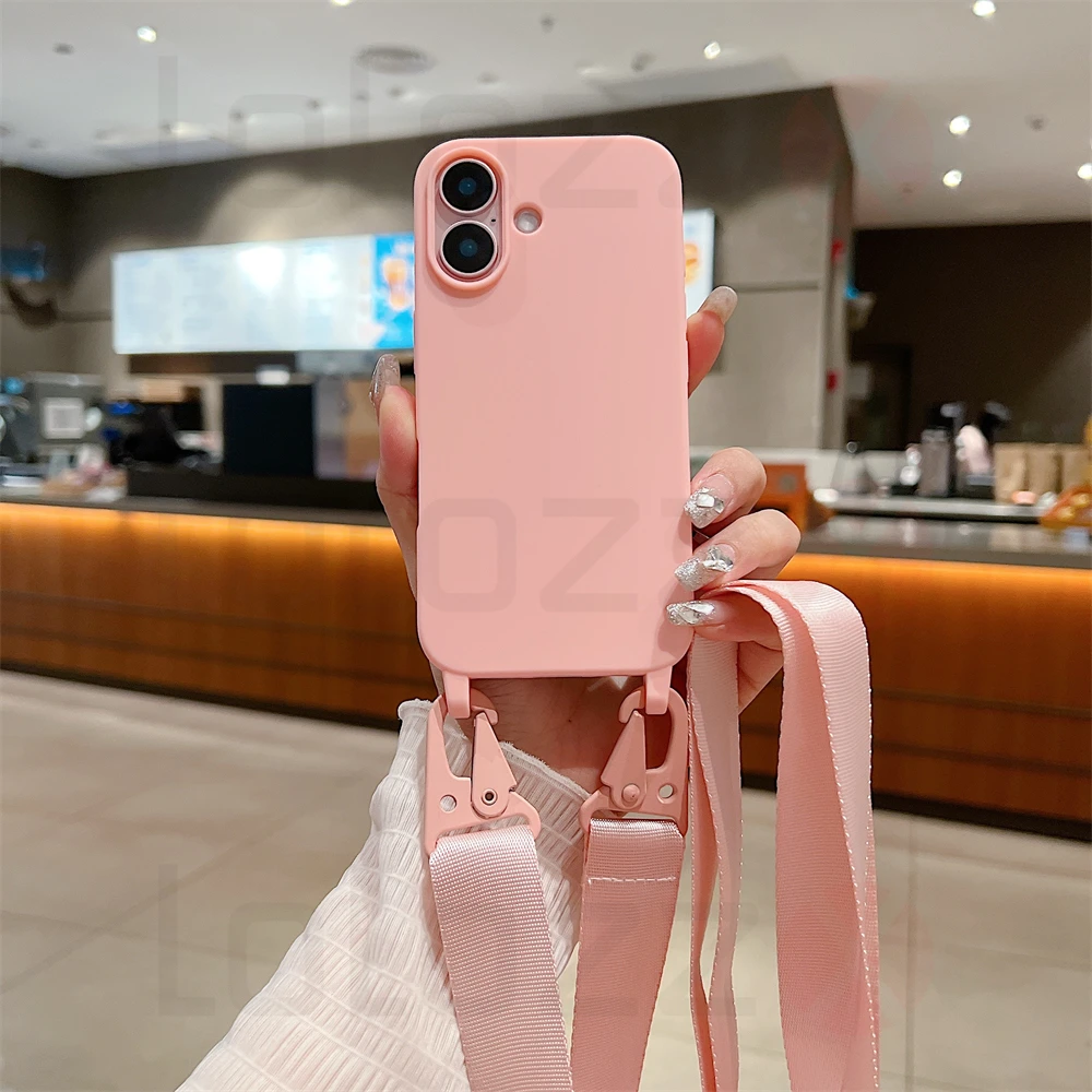 Luxury Crossbody Necklace Cord Strap Case For iPhone 16 15 14 12 11 13 Pro Max XR X XS 7 8 Plus Soft Shockproof Protection Cover_voghion.com
