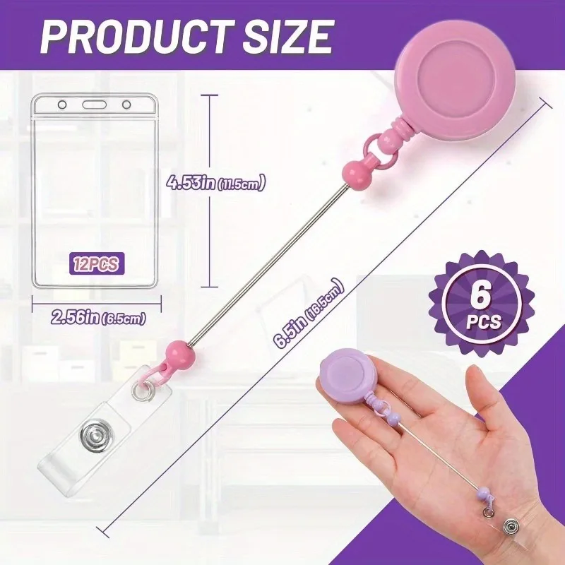 DIY 비즈 장식 접이식 배지 릴 클립 키트, 다채로운 ID 배지 홀더, 재밀봉 가능한 파우치, 감사 카드, 공예 선물