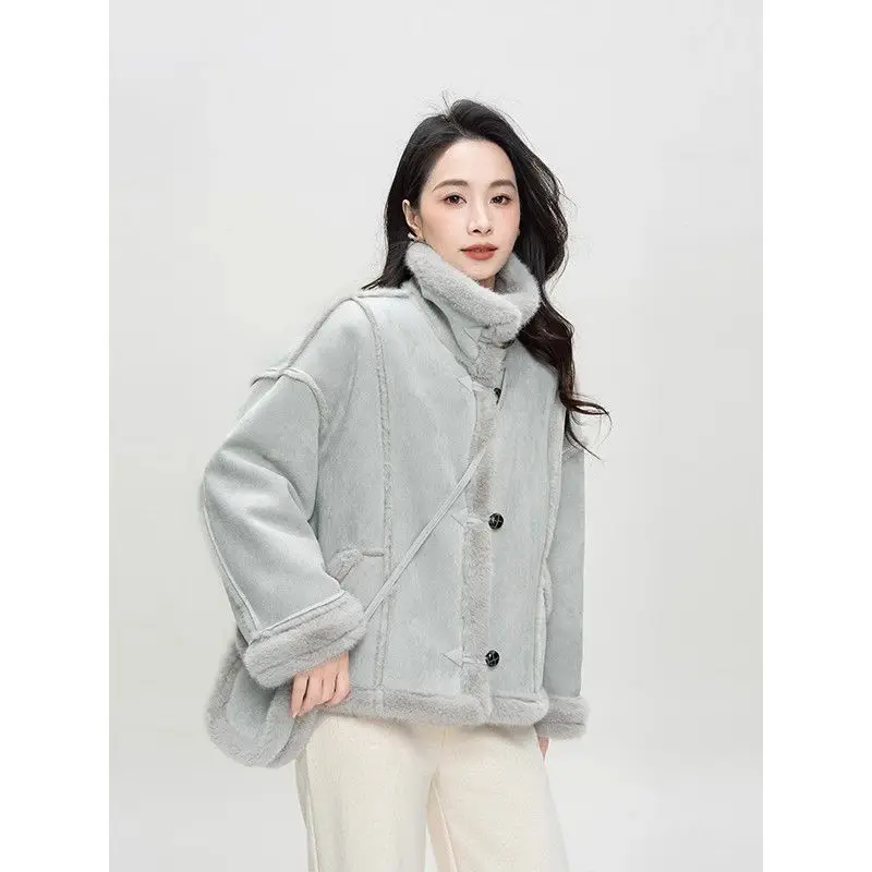 سترة شتوية جديدة فضفاضة كاجوال بياقة واقفة للنساء...