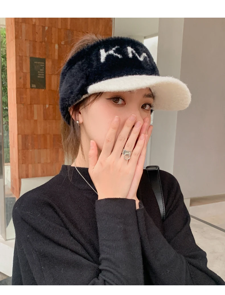 Nuovo elastico lavorato a maglia da donna con berretto caldo antivento da golf con linguetta d'anatra_voghion.com