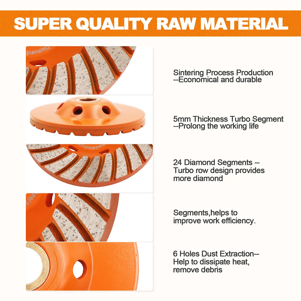 BRSCHNITT Dia100mm Diamond Grinding Wheels for Grinding Polishing Concrete Masonry Granite Marble Turbo Hole Saw Sintered Wheel grinding cup wheels grinding head tool hardness test head grinding adapters