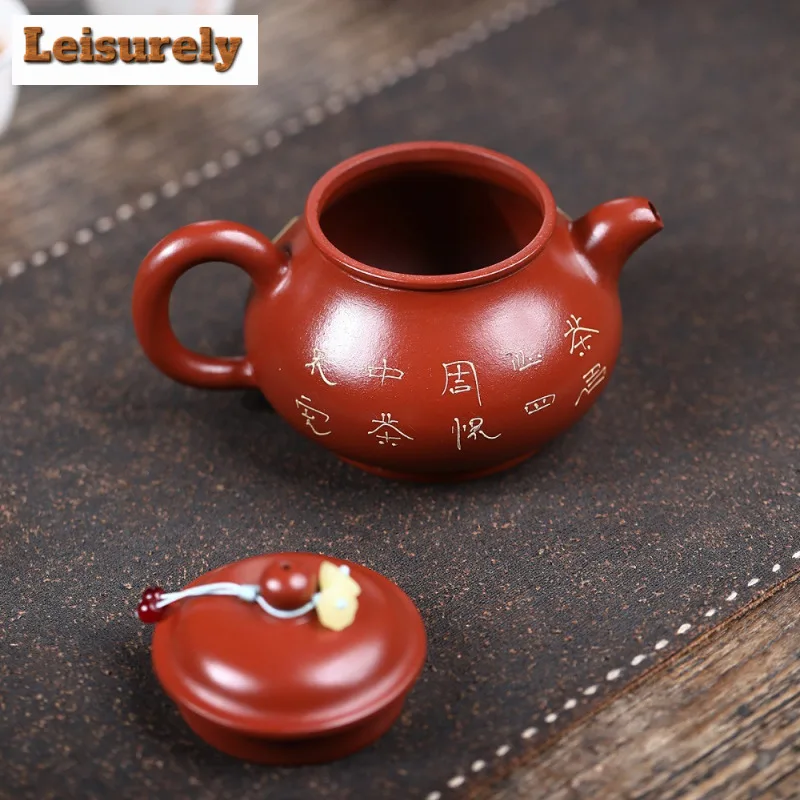 260ml Authentic Yixing Purple Clay Teapots Handmade Pan Pot Raw Ore Dahongpao Mud Kettle Chinese Zisha Teaset For Tea Collection