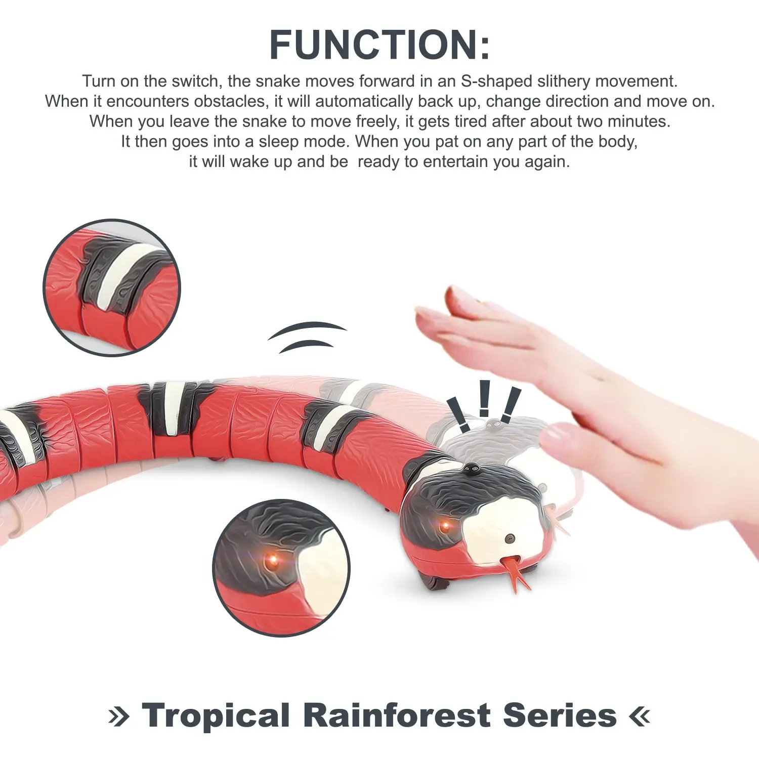 Cat Toys Smart Sensing Interactive Automatic Eletronic Snake Cat Teaser Indoor Play USB Rechargeable for Cats Kitten