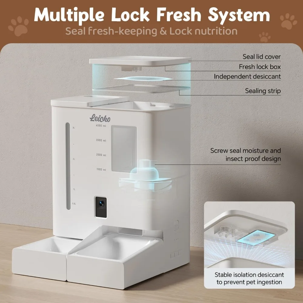 Smart Pet Feeder with 2K HD Camera, 5G/2.4G WiFi Connectivity, Night Vision, and Easy App Control