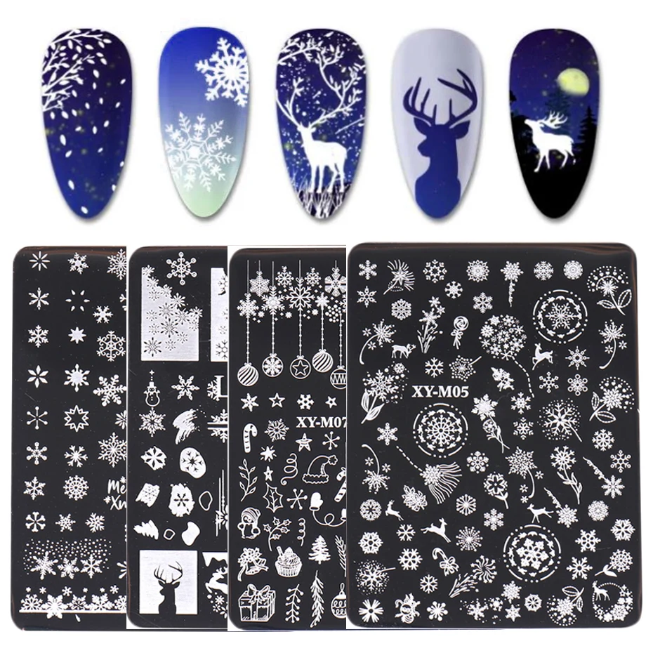 Snake Leopard Nail Stamping Plates English Letter Love Heart Leaves Flowers  Design Printing Plates Nails Art Stencil Stamp Tools