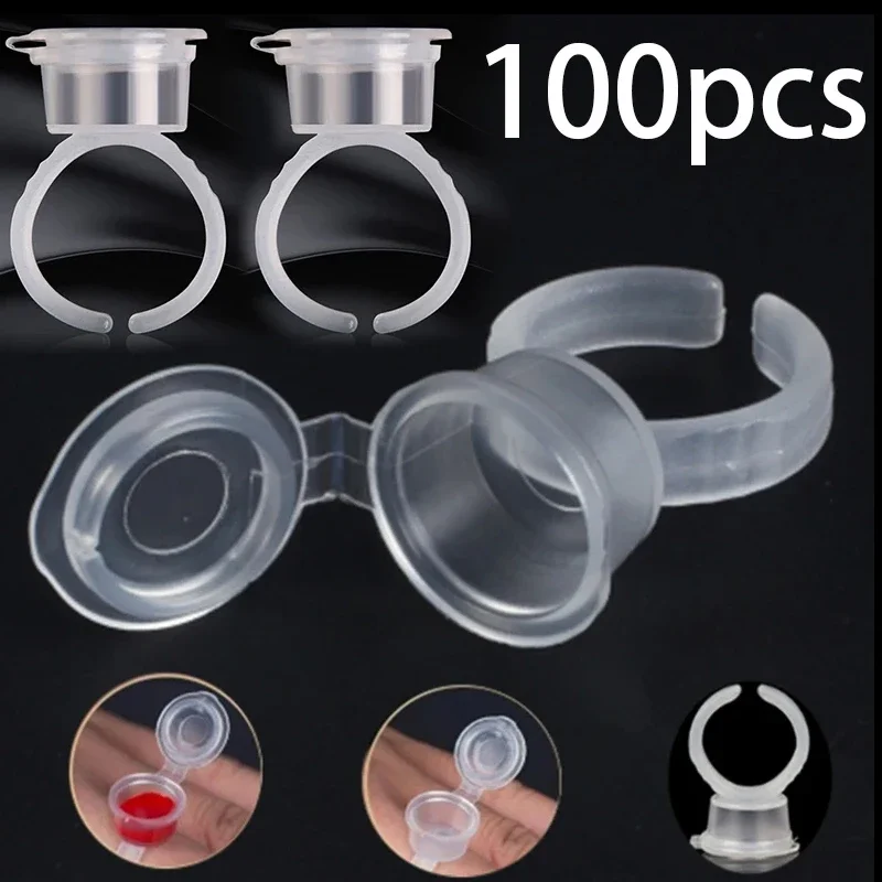 

100pc Tattoo Ink Ring Cups Tattoo Supplies Disposable Permanent Makeup Eyebrow Lip Tool Accessories Microblading Pigment Cup Cap