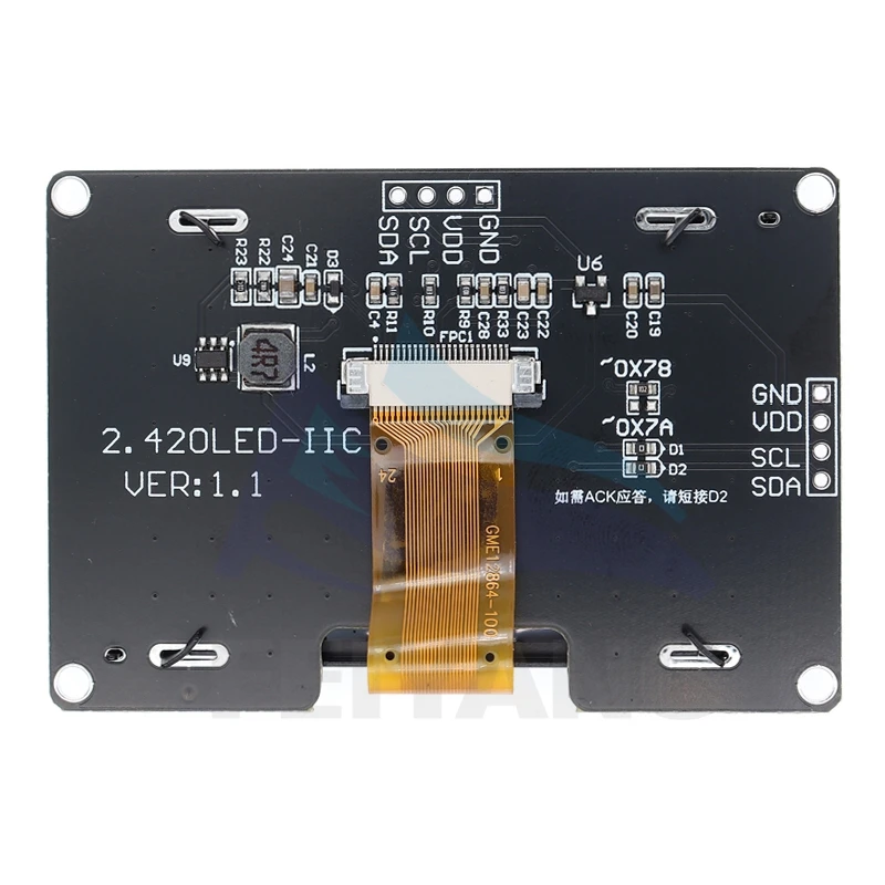 2.42inch OLED Display Module, 128 U00d7 64 Resolution, SPI / I2C Communication