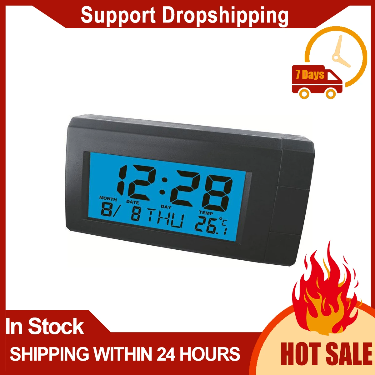 Car Clock Automobiles Internal Stickon Mini Digital Clock Auto Watch