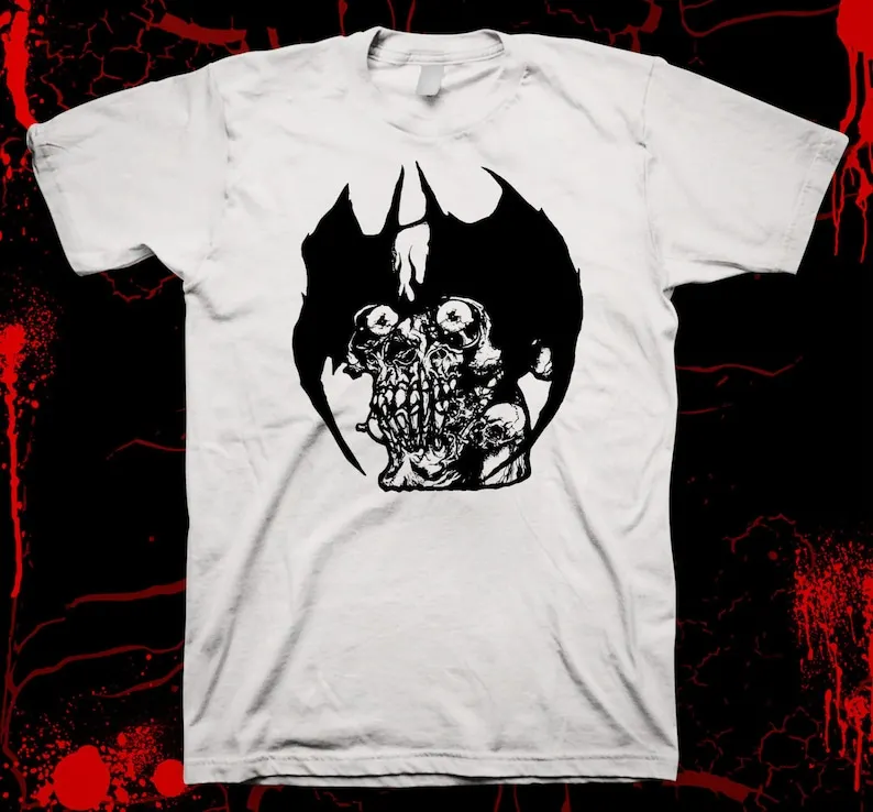 Pushead-Devilman-T-Shirt In Cotone 100% Pre-Ristretto A Mano