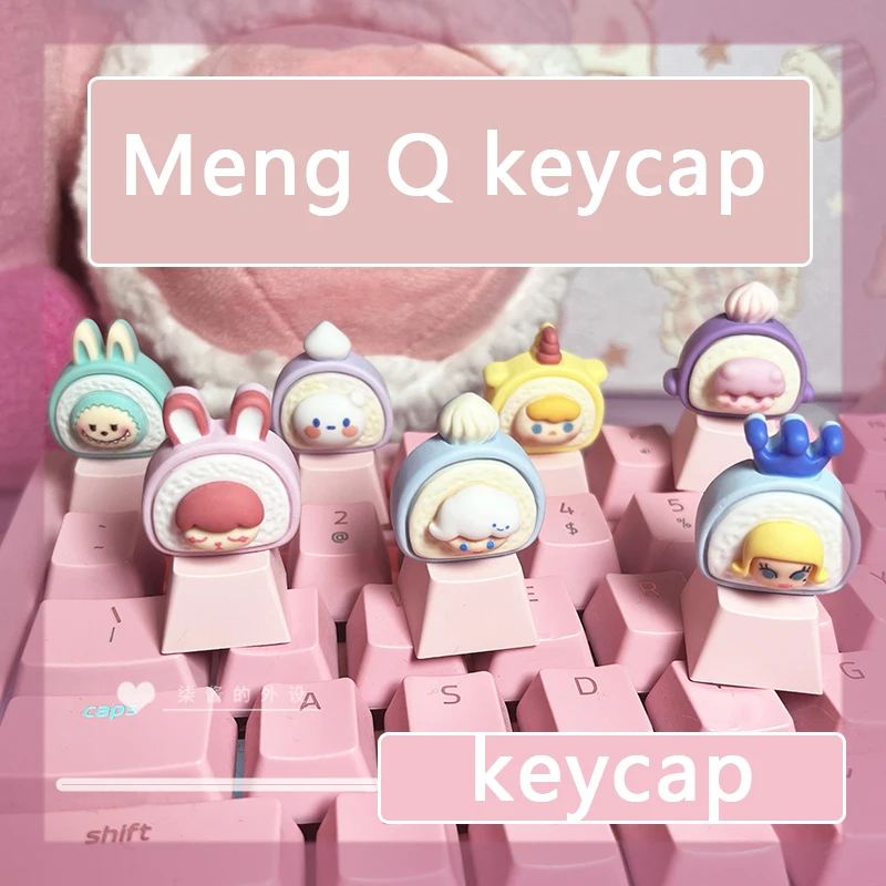 

ESC Mechanical Keyboard Three -Dimensional Super Cute Cream Bubble Cake Roll Keycap Pink Cartoon Girl CrossShaft Keycap