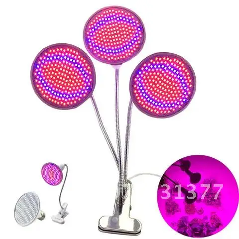 

200 LED Plant Grow Light Lamp Clip 3-head red blue Veg Bulb hydro tent Flower for Indoor Room Dual E27 growbox tent