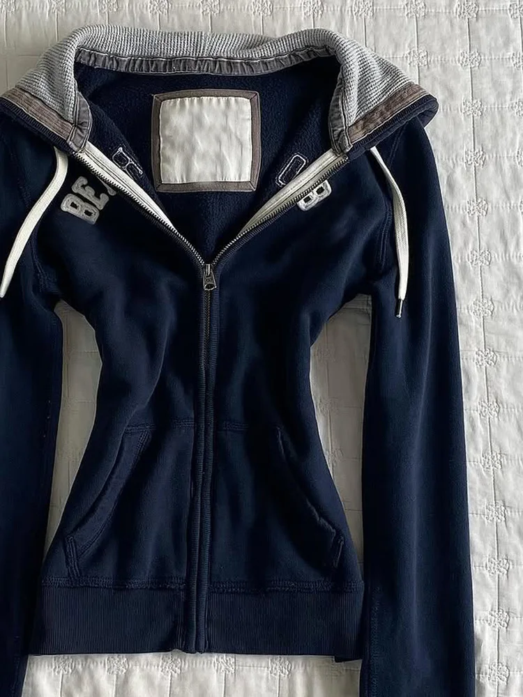 Blue Cotton Women's Slim Fit Hoodie Sweatshirt