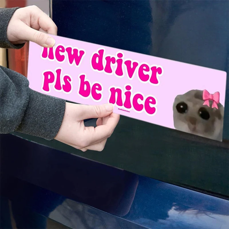 Student Driver Magnet 7.6x3.6 Inch - Crying Bulldog Design Please Be Patient Car Decal