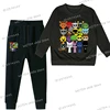 Spring Boys Girls Anime Sprunki Suit Funny Game Figure Print Sweatshirt Long Sleeve Pullovers+Fashion Sprunki Trousers 2pc Sets 1