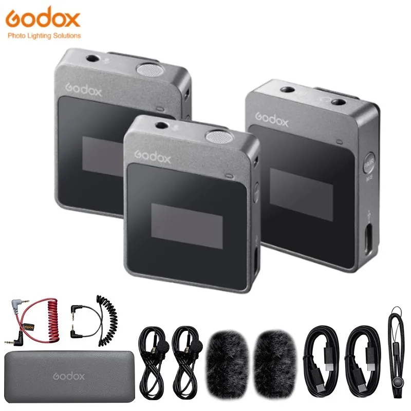 Godox 2.4GHz Wireless Lavalier Microphone MoveLink  M2  for DSLR Cameras Camcorders Smartphones, and Tablets for YouTube