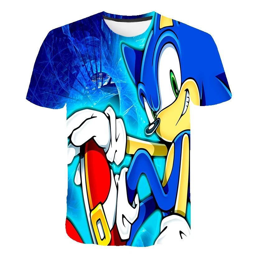 ganni t shirt 2022 new kid's Shirt, Round Neck T-shirt, 3D Printing, super sonic, casual Fashion Trend, Summer New Style, kids size 4-14T christmas shirts