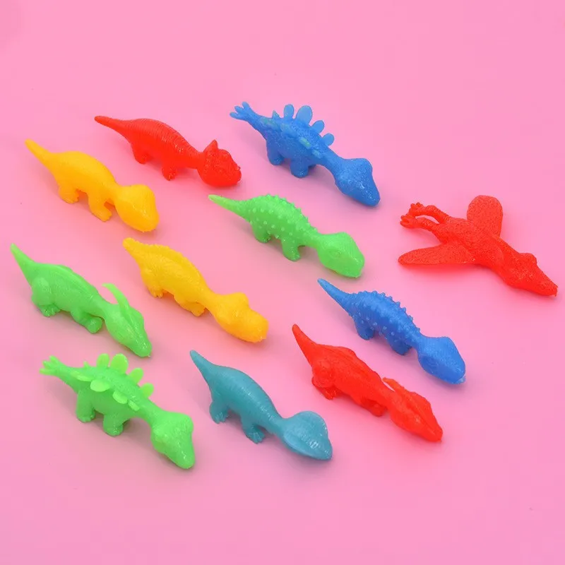 Finger Ejection Dinosaur Toys Rubber Dinosaur Slingshot Boys Stress Relief Toys Kids Decompression Gift Toy Party Favors 5/10Pcs stress relief toys finger dinosaur toys