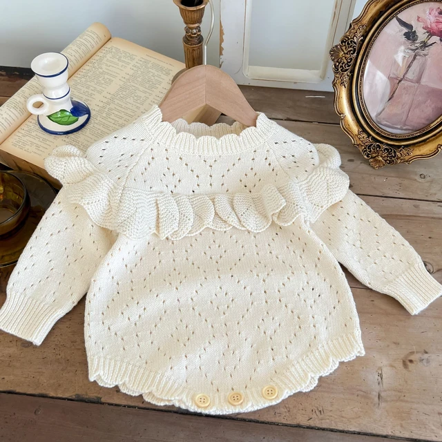 7469 Baby Clothes Knitted Bodysuit 2023 Autumn Simple Fashion Girl's One  Piece Clothes Hollow Wool Climbing Clothes - AliExpress