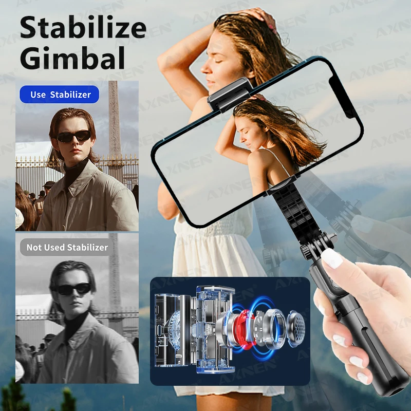 L18S Hand-Gimbal-Stabilisator für Android- und iPhone-Smartphones, 360°-Dreh-Selfie-Stick, Einbeinstativ, Stativ mit 3 Farben_voghion.com