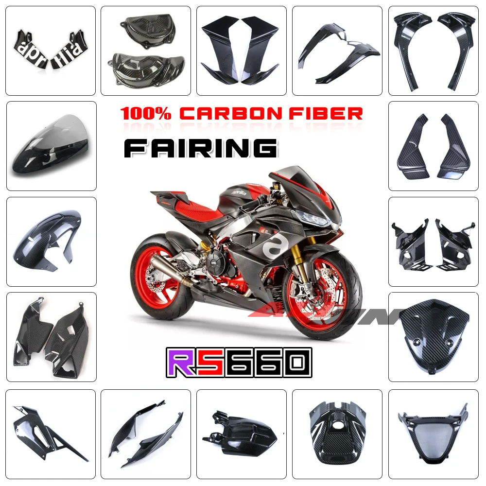 Real Dry Carbon Fiber Motorcycle Front Fairing Fender Side Panel Frame Protector Winglets Air Deflector Fit Aprilia RS660 660