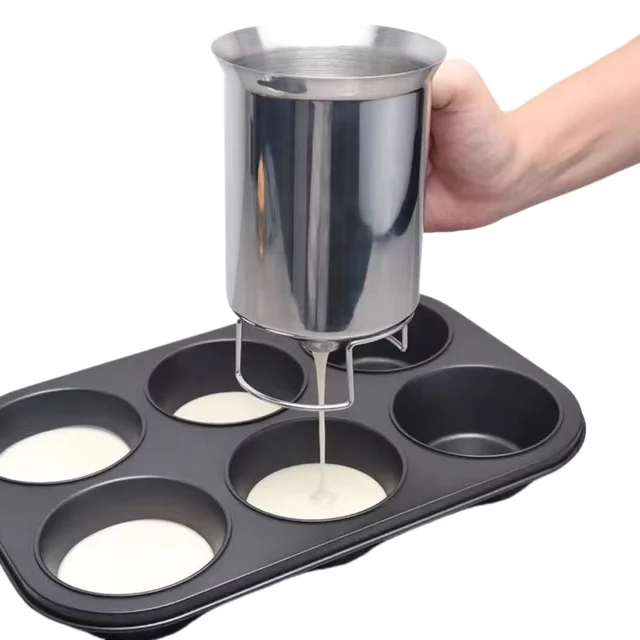 Stainless Steel Pancake Batter Dispenser Bottle - 1000ml Capacity For Cupcakes & Muffins
